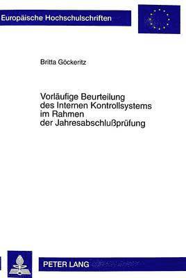 bokomslag Vorlaeufige Beurteilung Des Internen Kontrollsystems Im Rahmen Der Jahresabschlusspruefung