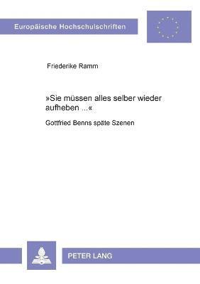 Friederike Ramm - Sie muessen alles selber wieder aufheben ..., Häftad