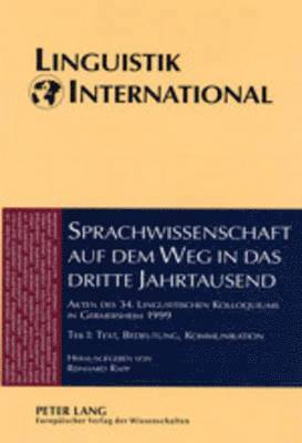 Sprachwissenschaft Auf Dem Weg in das Dritte Jahrtausend Linguistics on the Way into the Third Millennium 1