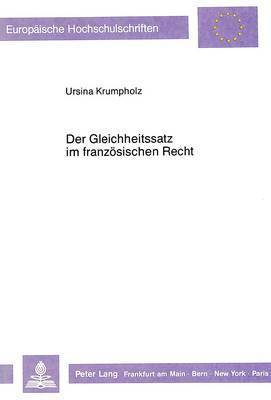 bokomslag Der Gleichheitssatz Im Franzoesischen Recht