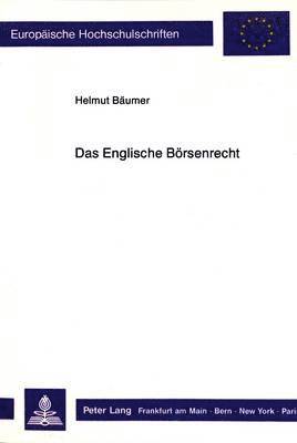 bokomslag Das Englische Boersenrecht