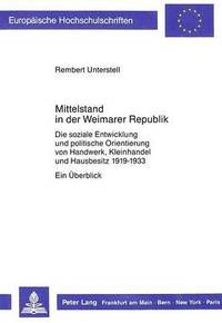 bokomslag Mittelstand in Der Weimarer Republik