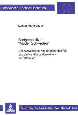 bokomslag Budgetpolitik Im Modell Schweden