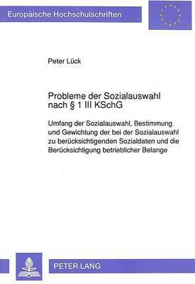 bokomslag Probleme Der Sozialauswahl Nach 1 III Kschg