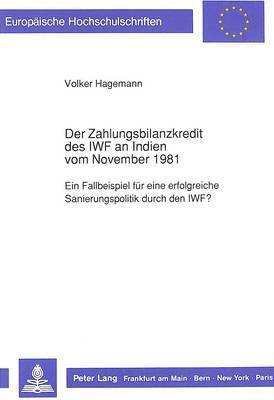 bokomslag Der Zahlungsbilanzkredit Des Iwf an Indien Vom November 1981