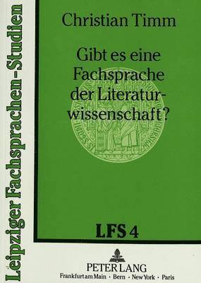 Gibt Es Eine Fachsprache Der Literaturwissenschaft? 1