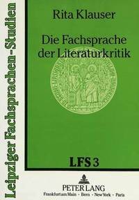bokomslag Die Fachsprache Der Literaturkritik