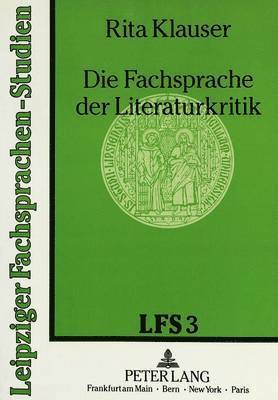 Die Fachsprache Der Literaturkritik 1