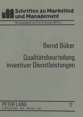 bokomslag Qualitaetsbeurteilung Investiver Dienstleistungen