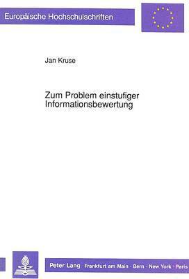 bokomslag Zum Problem Einstufiger Informationsbewertung