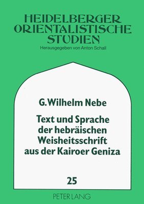 bokomslag Text Und Sprache Der Hebraeischen Weisheitsschrift Aus Der Kairoer Geniza