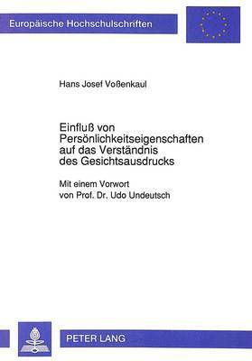 bokomslag Einflu Von Persoenlichkeitseigenschaften Auf Das Verstaendnis Des Gesichtsausdrucks