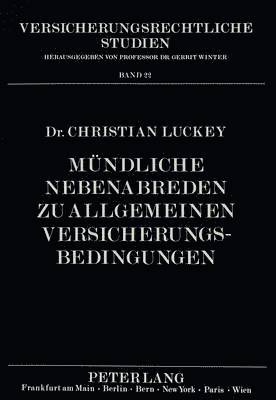 bokomslag Muendliche Nebenabreden Zu Allgemeinen Versicherungsbedingungen