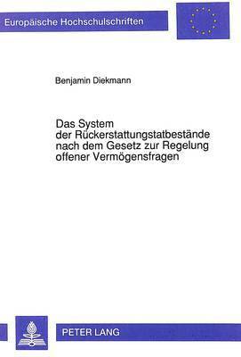 Das System Der Rueckerstattungstatbestaende Nach Dem Gesetz Zur Regelung Offener Vermoegensfragen 1