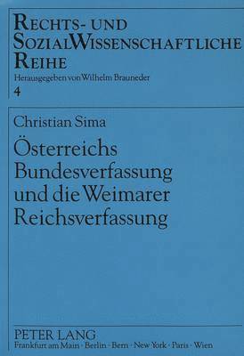 bokomslag Oesterreichs Bundesverfassung Und Die Weimarer Reichsverfassung