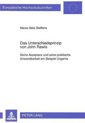 bokomslag Das Unterschiedsprinzip Von John Rawls