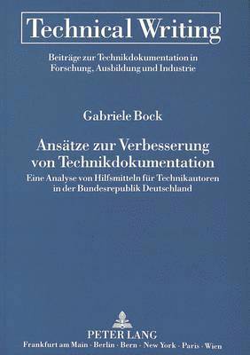 bokomslag Ansaetze Zur Verbesserung Von Technikdokumentation