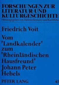 bokomslag Vom Landkalender Zum Rheinlaendischen Hausfreund Johann Peter Hebels