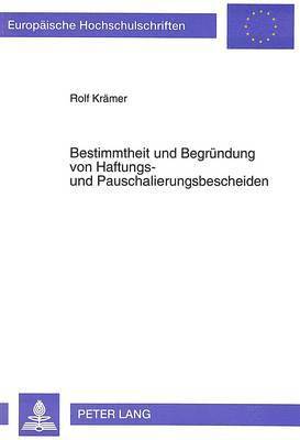 bokomslag Bestimmtheit Und Begruendung Von Haftungs- Und Pauschalierungsbescheiden