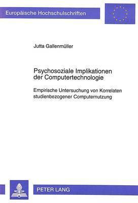 Psychosoziale Implikationen Der Computertechnologie 1