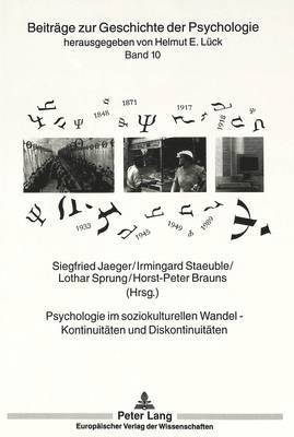 bokomslag Psychologie Im Soziokulturellen Wandel -- Kontinuitaeten Und Diskontinuitaeten