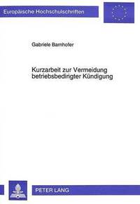 bokomslag Kurzarbeit Zur Vermeidung Betriebsbedingter Kuendigung