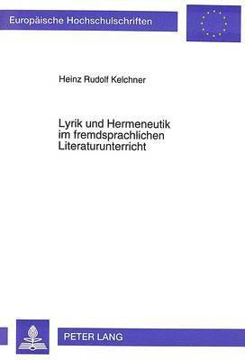 Lyrik Und Hermeneutik Im Fremdsprachlichen Literaturunterricht 1