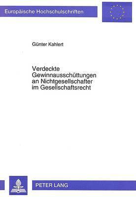 bokomslag Verdeckte Gewinnausschuettungen an Nichtgesellschafter Im Gesellschaftsrecht