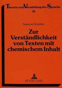 bokomslag Zur Verstaendlichkeit Von Texten Mit Chemischem Inhalt