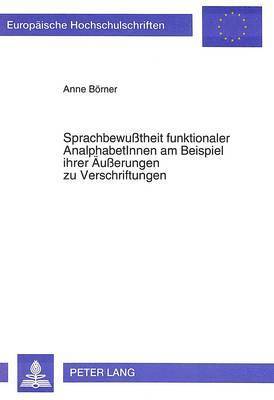 bokomslag Sprachbewutheit Funktionaler Analphabetinnen Am Beispiel Ihrer Aeuerungen Zu Verschriftungen