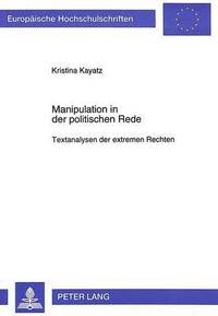 bokomslag Manipulation in Der Politischen Rede