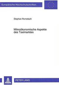 bokomslag Mikrooekonomische Aspekte Des Taximarktes