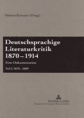 bokomslag Deutschsprachige Literaturkritik 1870-1914