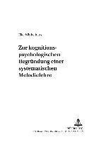 bokomslag Zur Kognitionspsychologischen Begruendung Einer Systematischen Melodielehre