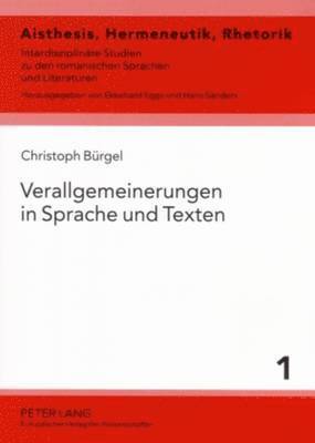 Christoph Bürgel, Ekkehard Eggs - Verallgemeinerungen in Sprache Und Texten, Häftad
