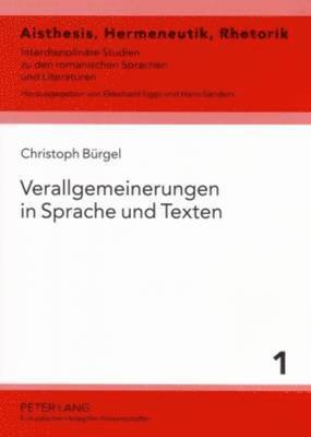 Verallgemeinerungen in Sprache Und Texten 1