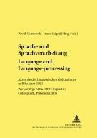 Sprache Und Sprachverarbeitung / Language and Language-Processing 1