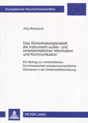 Das Sicherheitsdatenblatt ALS Instrument Auer- Und Innerbetrieblicher Information Und Kommunikation 1