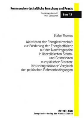 Stefan Thomas, Wolf Gottschalk, Verband Kommunaler Unternehmen - Aktivitaeten Der Energiewirtschaft Zur Foerderung Der Energieeffizienz Auf Der Nachfrageseite in Liberalisierten Strom- Und Gasmaerkten Europaeischer Staaten: Kriteriengestuetzter Vergleich Der Politischen Rahmenbedingungen, Häftad