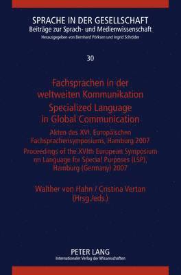 Fachsprachen in der weltweiten Kommunikation / Specialized Language in Global Communication 1