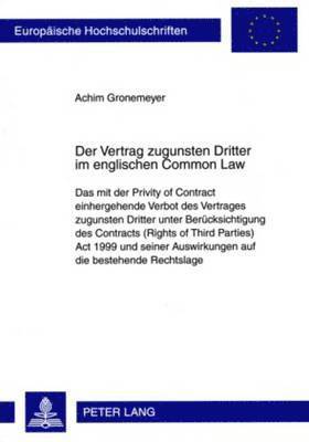 bokomslag Der Vertrag Zugunsten Dritter Im Englischen Common Law