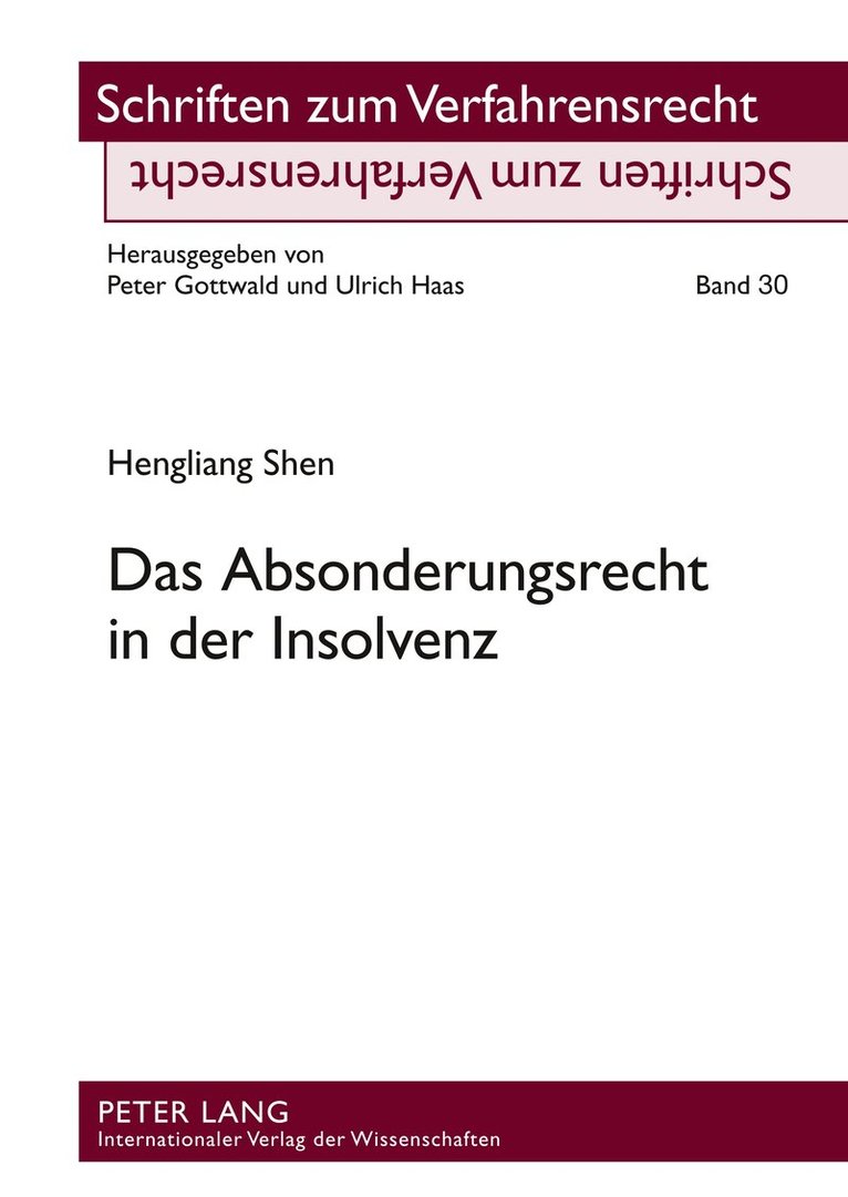 Das Absonderungsrecht in Der Insolvenz 1