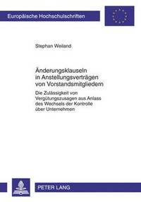 bokomslag Aenderungsklauseln in Anstellungsvertraegen Von Vorstandsmitgliedern