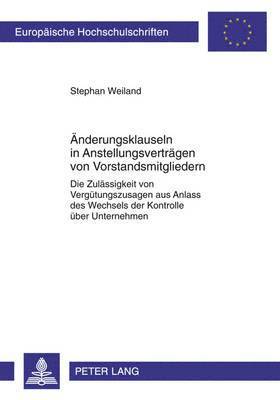 bokomslag Aenderungsklauseln in Anstellungsvertraegen Von Vorstandsmitgliedern