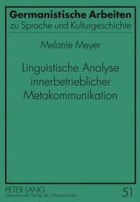bokomslag Linguistische Analyse Innerbetrieblicher Metakommunikation