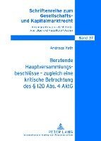 bokomslag Beratende Hauptversammlungsbeschluesse - Zugleich Eine Kritische Betrachtung Des  120 Abs. 4 Aktg