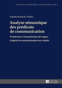 bokomslag Analyse Smantique Des Prdicats de Communication