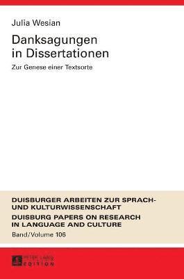 Julia Wesian, Ulrich Ammon - Danksagungen in Dissertationen, Inbunden