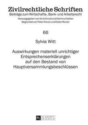 bokomslag Auswirkungen Materiell Unrichtiger Entsprechenserklaerungen Auf Den Bestand Von Hauptversammlungsbeschluessen