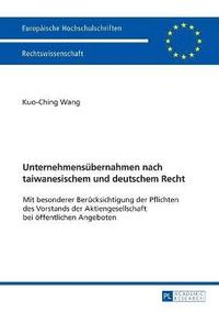 bokomslag Unternehmensuebernahmen nach taiwanesischem und deutschem Recht